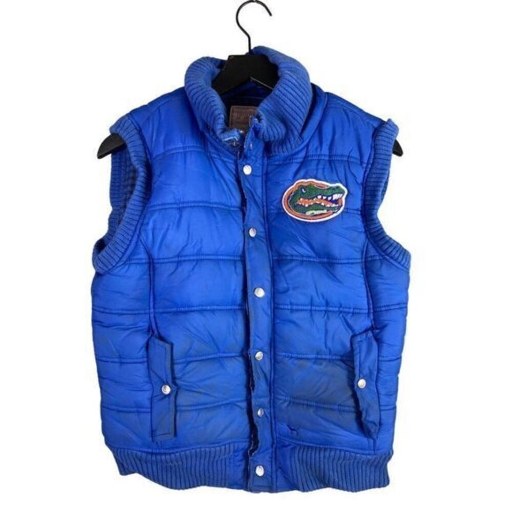 Florida Gators PINK Jacket Vest‎ Puffer Juniors Size Large Puff Button NCAA Blue